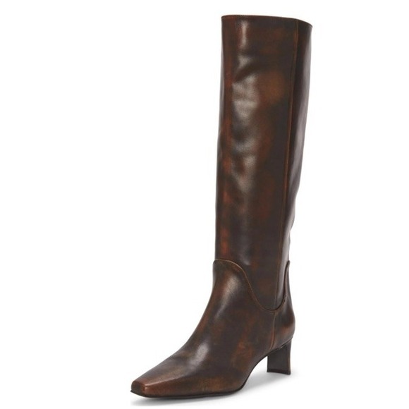 Vince Camuto Avriah Wide Calf Knee High Boots Women's 6.5 Dark Caramel Leather - Picture 2 of 7